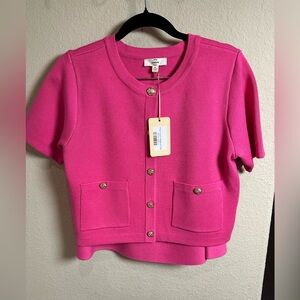 Entro Fuchsia short sleeve Buttoned Cardigan - NWT